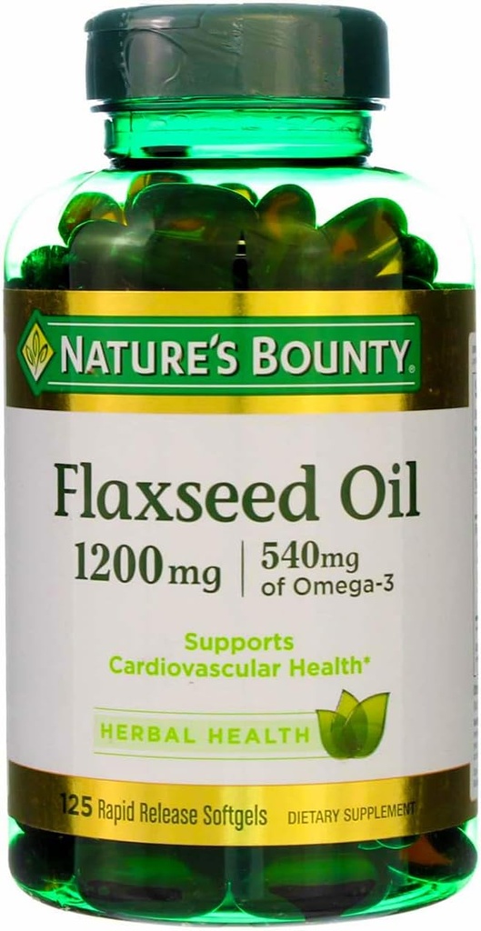 Nature's Bounty Flaxseed Oil 1200 mg, 125 Rapid Release Softgels (Pack of 3)