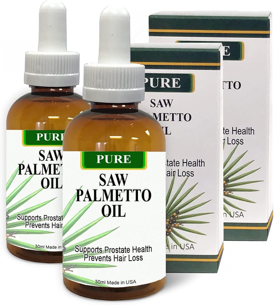 Puhas Saw Palmetto õli Orgaaniline 60-90-päevane pakkumine erinevalt ebaefektiivsetest pulbritest Eesnäärme tervise toetamine Parem vähendada sagedast urineerimist DHT Blocker Stop Hair Loss (2 Fl Oz)