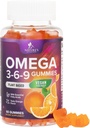 Omega 3 6 9 Gummies - Vegan Omega 3 Toidulisand Kummia - Asendamatud Rasvhapped Õli 369 Kompleksne Südametugi Ja Aju Tugi Naistele, Meestele Ja Rasedusele, Kala Vaba Mitte-GMO, Oranž Maitsestatud - 60 Gummies