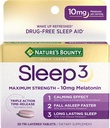 Nature's Bounty Melatoniin, Sleep3 maksimaalne tugevus 100% Drug Free Sleep Aid, L-Theanine & Nighttime Herbal Blend Time Release Technology, 10mg, 30 kolmekihilist tabletti