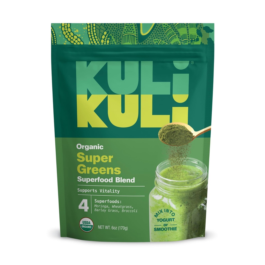 Kuli Kuli Green Power [6 oz] - Super Greens Powder - Toitaineline tihe Moringa, Nisuhein, brokoli ja odrahein Blend - 100% Taimne Orgaaniline Superfood Posder