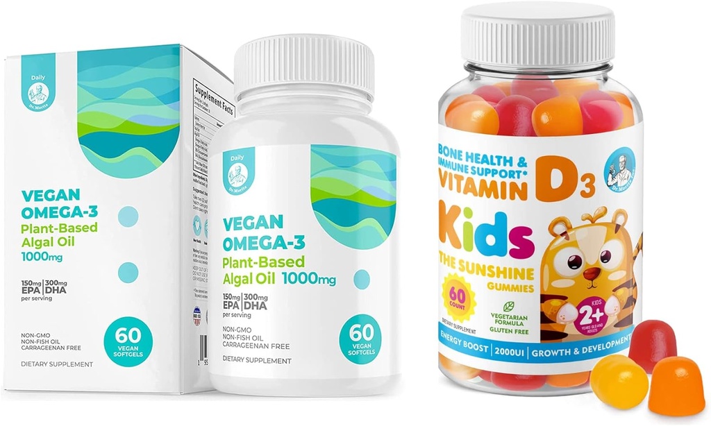 DR. MORITZ D-vitamiini mantlid lastele ja täiskasvanutele ning vegan Omega 3 Softgels