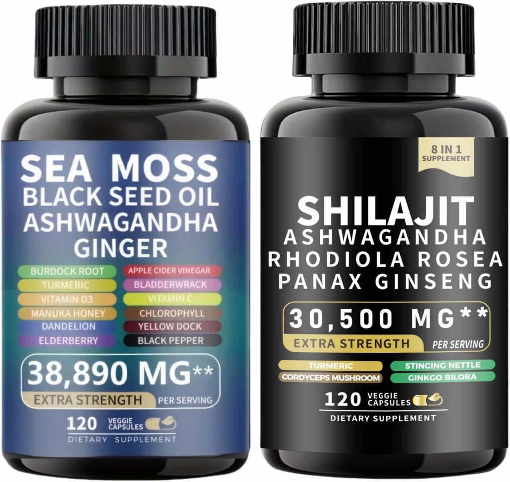 Merisammal ja shilajit Merisammal Mustseemeõli Ashwagandha Ginger&shilajit rhodiola rosea panax Ginseng (120 krahv)