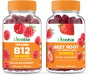 Elujõuline B12-vitamiin + peedi juur, kummipael - suurepärane maitse, vitamiinilisand, gluteenivaba, GMO-vaba, närimiskõlblik