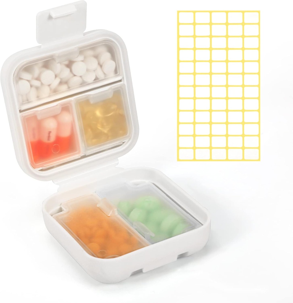 Dynippy Daily Pill Organizer 5 Kompartments Portable Niiskus Tõestus Väike Pill Juhtum Tasku Rahakott Travel Pill Box Portable Medicine Vitamiin Kalaõli Hoidja (valge)