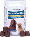 Elustamine Loomatervise Doc Roy's Derma Coat Plus Naha ja Coat Supplement keskmise / suured koerad - 60 ct närimist