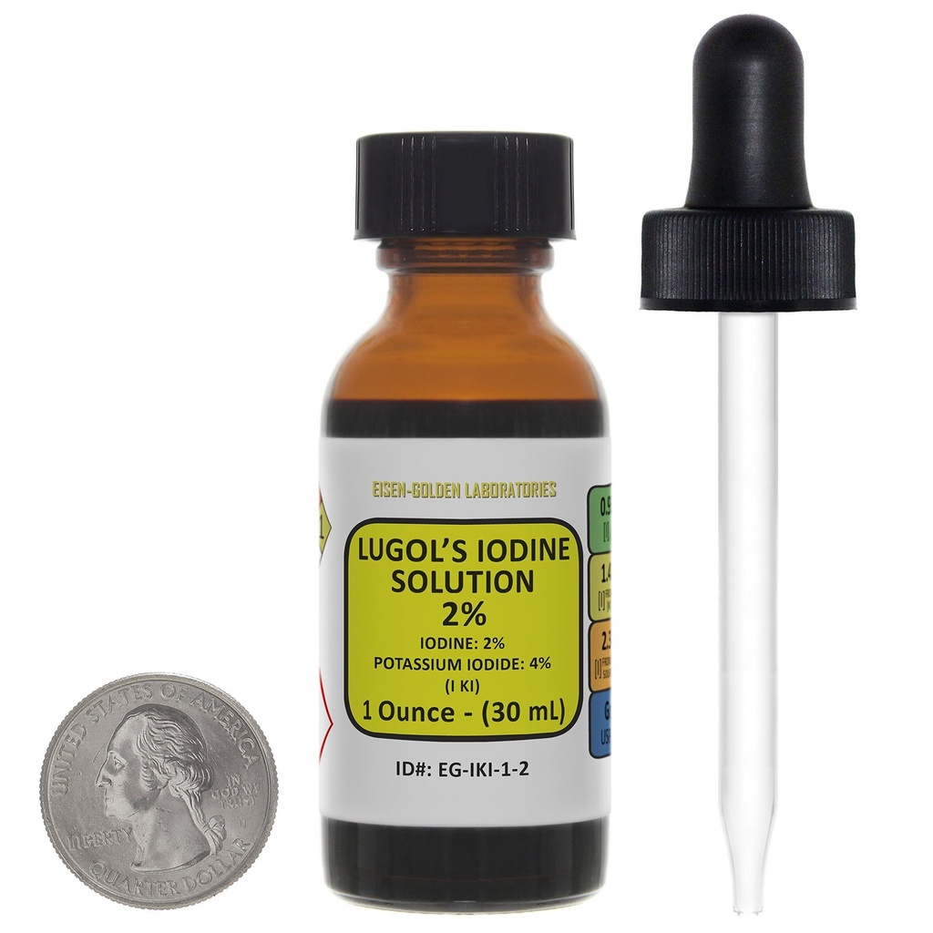 Lugoli jood / 2% lahus / 1 Oz merevaigust klaasist pudelis / tasuta tilguti