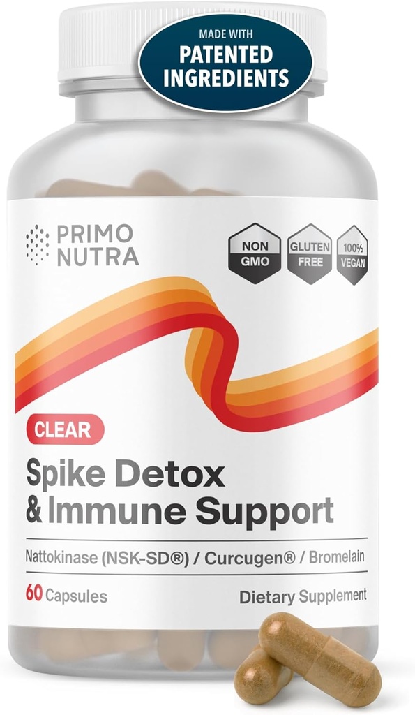 Spike Detox täiendus Branded Nattokinase (NSK-SD), Bromelain, Branded Curcumin 500mg (Curcugen) ja Molekulaarvesinik - tugev võõrvalgu puhastamine