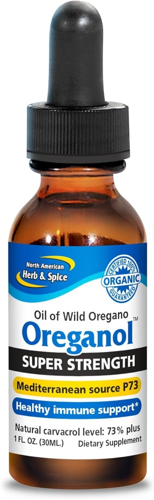 PÕHJA-AMEERIKA HERB & SPICE Super Tugevus Oreganol - 1 fl. oz. - Töötlemata, looduslik, orgaaniline Oreganoõli - Vahemere allikas P73 - Mitte-GMO - 432 Servings