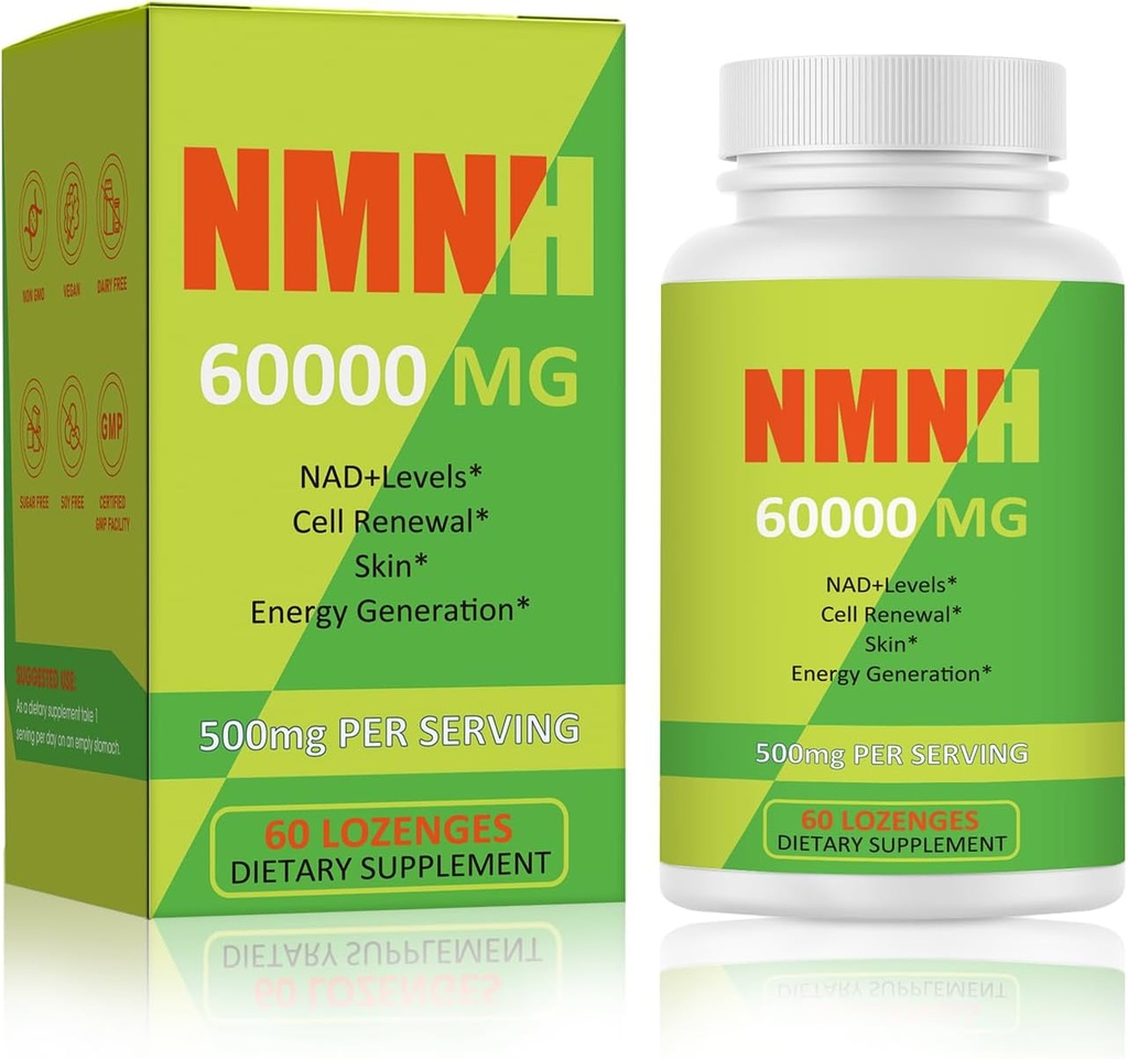 NMNH 500mg (dihüdronikotiinamiid mononukleot), NMN täiendus Alternatiivne NR, TMG, Resveratrool, COQ10, NAD täiendus, energia, Boost NAD + Tasemed, 60 kapslit