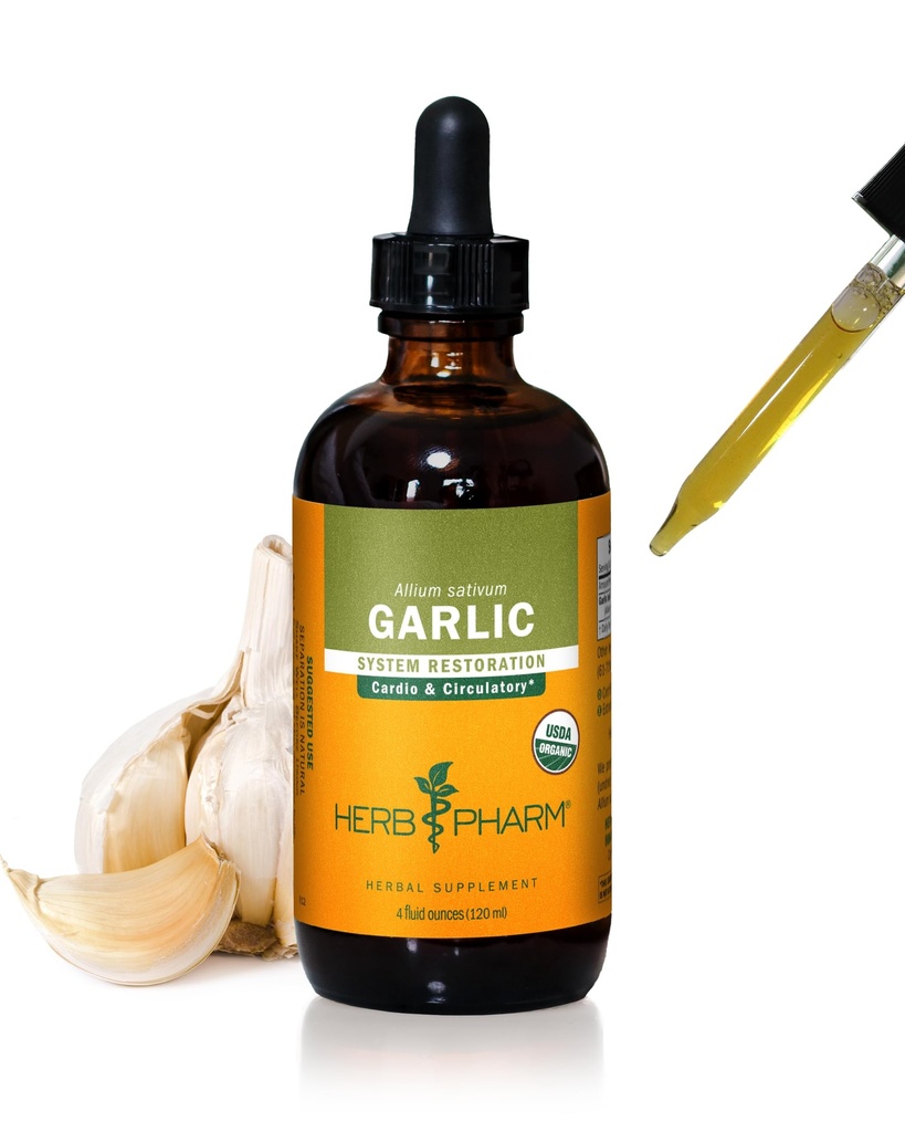 Herb Pharm sertifitseeritud orgaaniline küüslauguvedelik ekstrakt südame-veresoonkonna ja vereringe toetamiseks - 4 Ounce