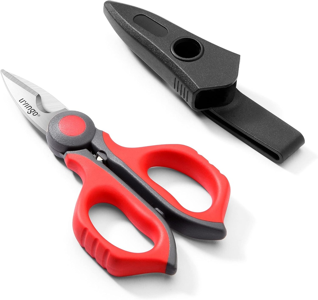 LIVINGO elektrikäärid: 6 Inch Sharp raskeveoki traadi käärid - roostevabast terasest Serrated Notch Blade koos vöö klambriga, Stripper Fiber Optic, Crimping Aluminium Copper Soft Cable Line