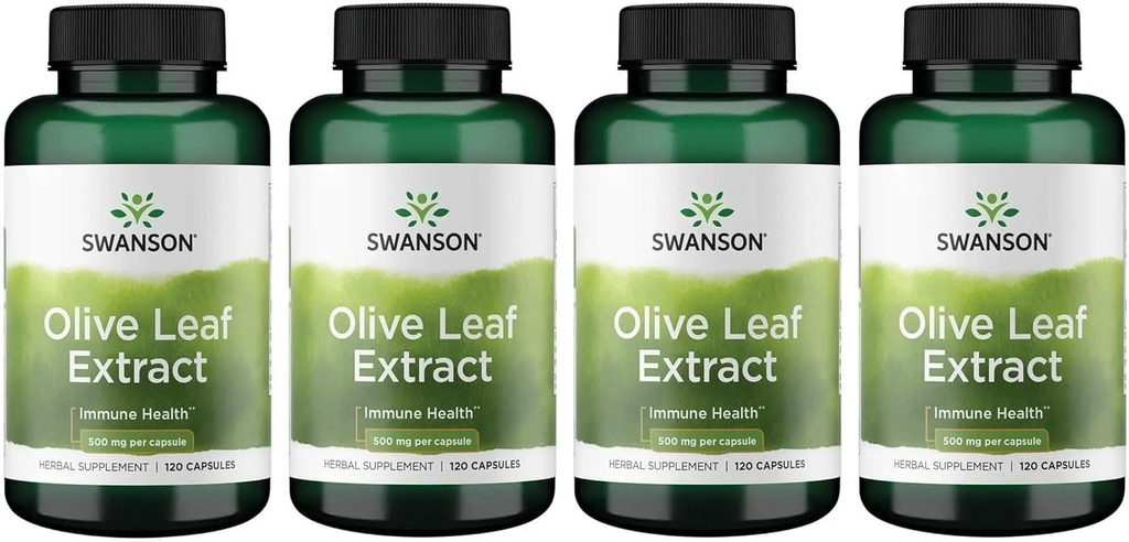 Swanson Olive Leaf Extract kapslid 20% Oleuropein - (120 kapslit, 500 mg iga) 4 pudelit