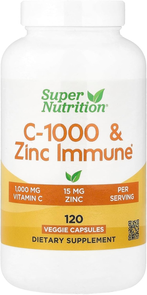 SuperToitumine, C-1000 & Tsink Immune, hooajaline toetusvalem *, antioksüdantide kaitse *, 120 päeva pakkumine (pakendamine võib varieeruda)