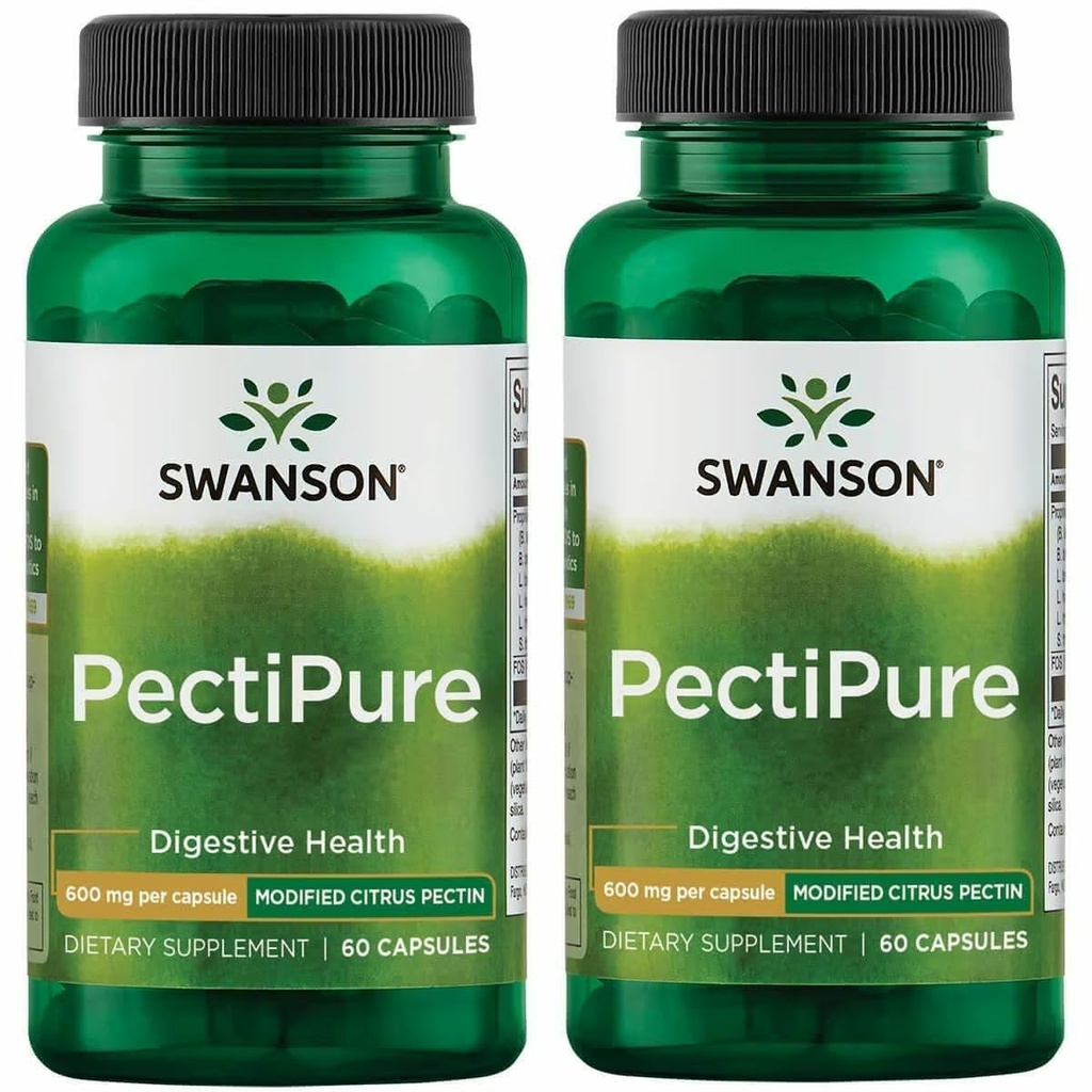 Swanson PectiPure Modified Citrus Pectin-Supports Seedetrakti Tervis ja Rakkude Tervis vähemalt 82% Galakturoonhappe-Natural Wellness Supplement (60 kapslit, 600 mg igaüks) 2 Pack