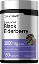 Horbäach Black Elderberry | 3000mg kapslid | 180 Count | Non-GMO, Gluteenivaba | Sambucus Extract Supplement