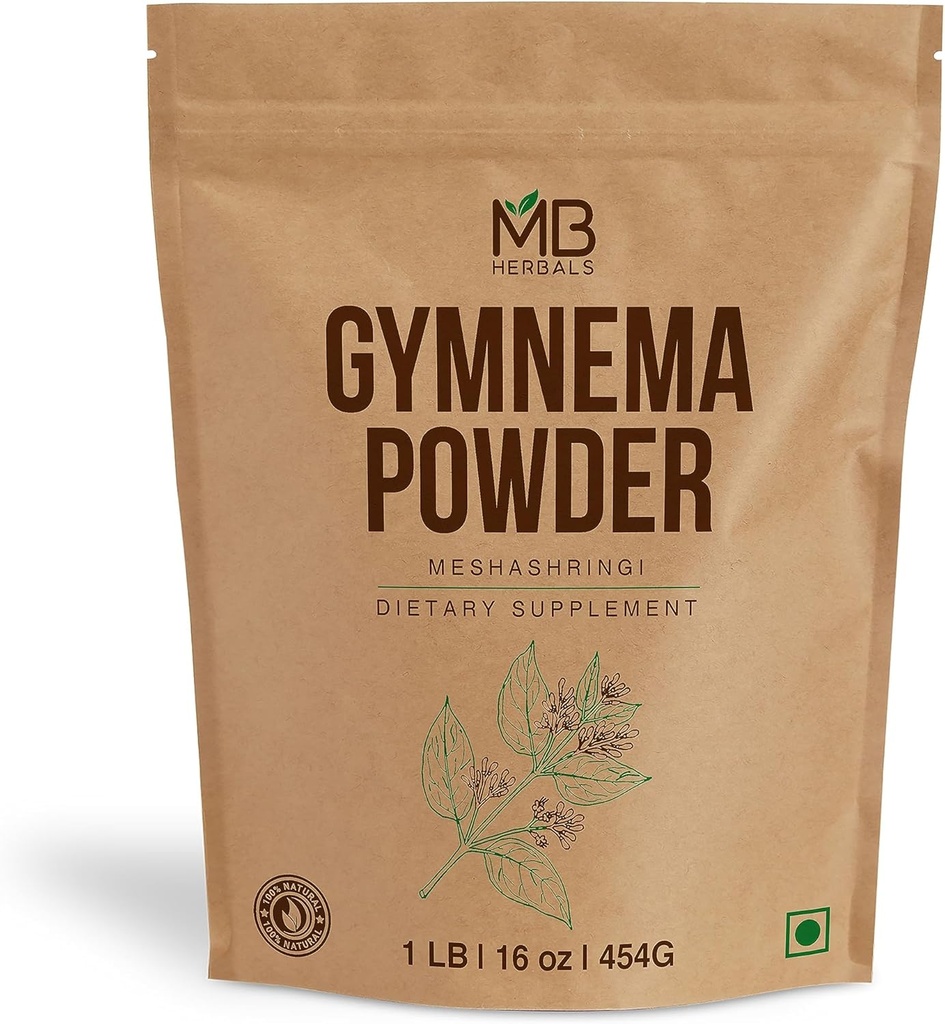 MB Herbals Gymnema Leaf Powder 1 lb / 16 oz | 454 Gram | Meshashringi Powder | Gymnema Sylvestre