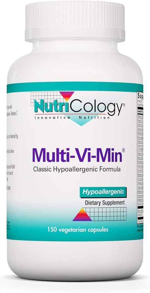Nutrikoloogia Multi-Vi-Min täiendus - Multivitamiin meestele ja naistele, raua, igapäevaste vitamiinidega, täiskasvanutele, kõrge potentsi, biosaadavusega, taimetoitlaste kapslitega - 150 loend