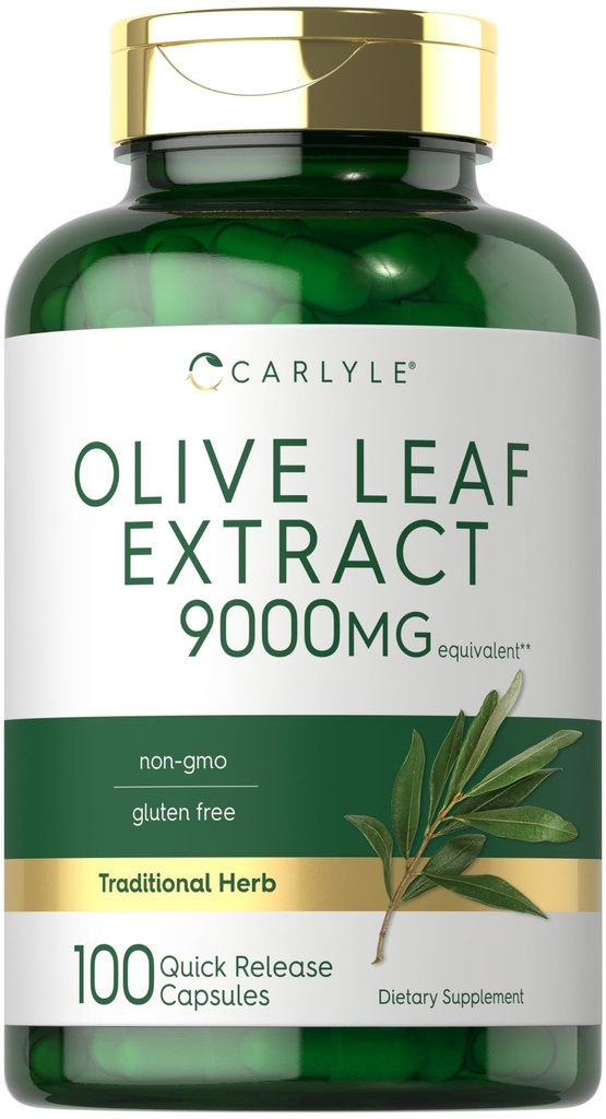 Carlyle Olive Leaf Extract Kapslid 9000 9000mg | 100 Count | Non-GMO, Gluteenivaba | kõrge potentsi täiendus