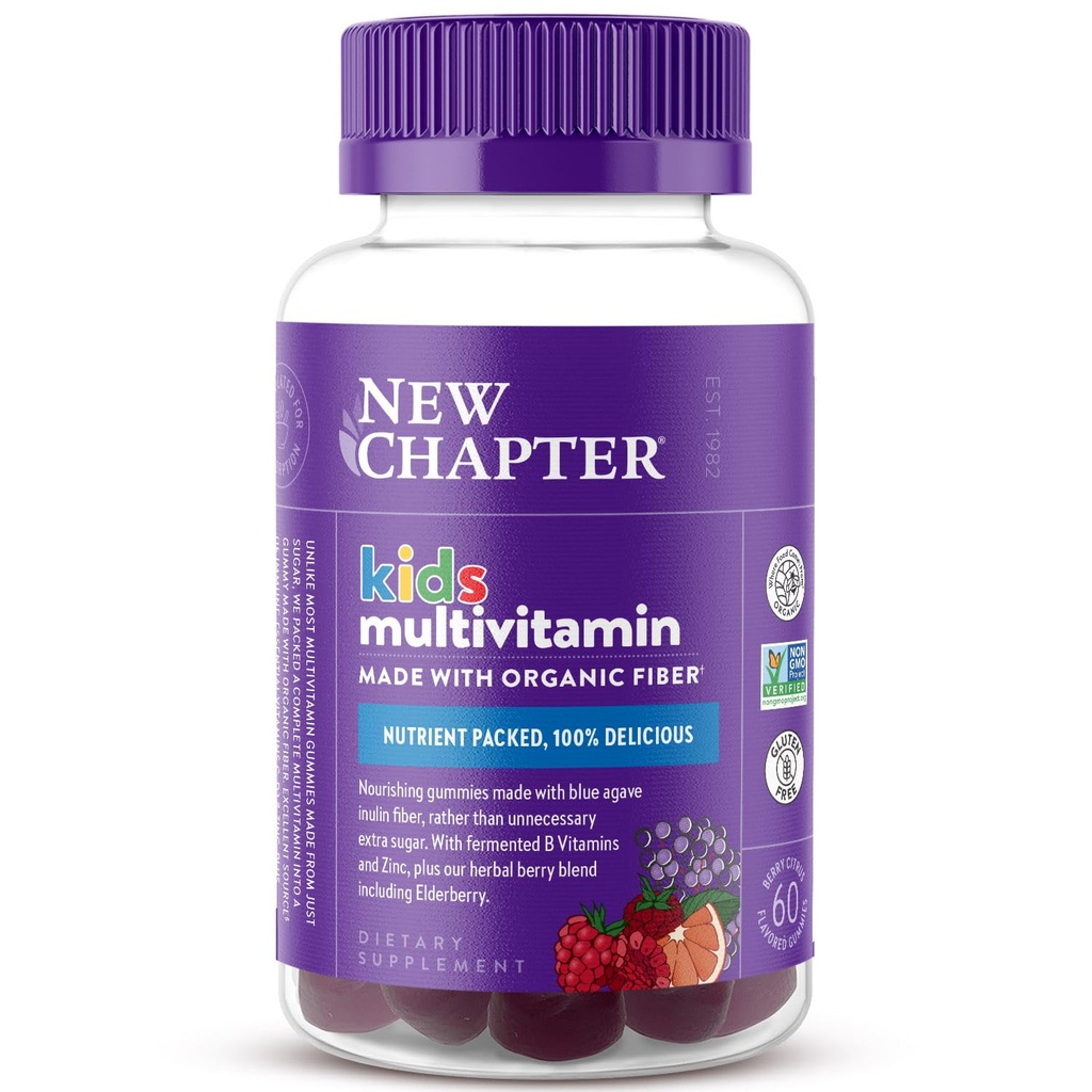 Laste multivitamiini kummid - 65% vähem suhkrut, lapsed kummi vitamiinid C, D3 ja tsink, mitte-GMO, gluteenivaba, Berry-Citrus, 60ct