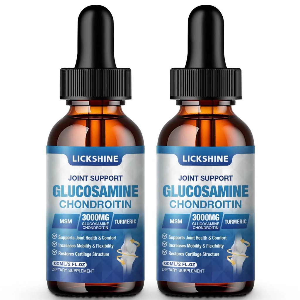 2 Pakend Glükosamiin Kondroitiin MSM Vedelad tilgad - ekstra tugevusega ühine tugilisa täiskasvanutele Quercetin Boswelia, Bromelain, hüaluroonhape, antioksüdantne immuuntoetus (4 Fl oz)