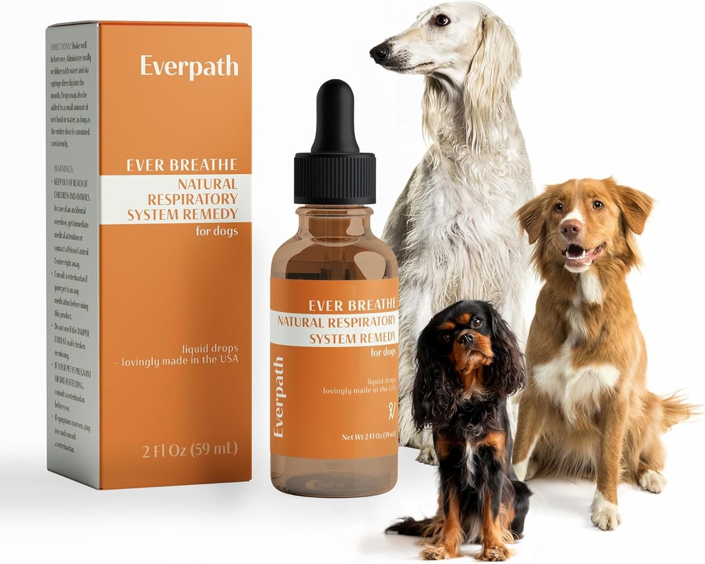 Everpath Respiratory Support for Dogs - 2 Vedelik Ounces / 60 ml | Made in the USA | Suurendab immuunsüsteemi tuge ja tervislikku hingamist | Suurendab hingamisteede funktsiooni | Looduslik lahendus lemmikloomadele