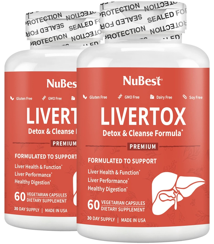 LiverTox - Advanced Maver Detox & Cleanse Formula - Taimne Maksatoetus Piimaohaka, Kurkumi, Artišoki, Dandelioni, Beet & Tsink Aitab Maksafunktsiooni Ja Seedimist | Pack 2