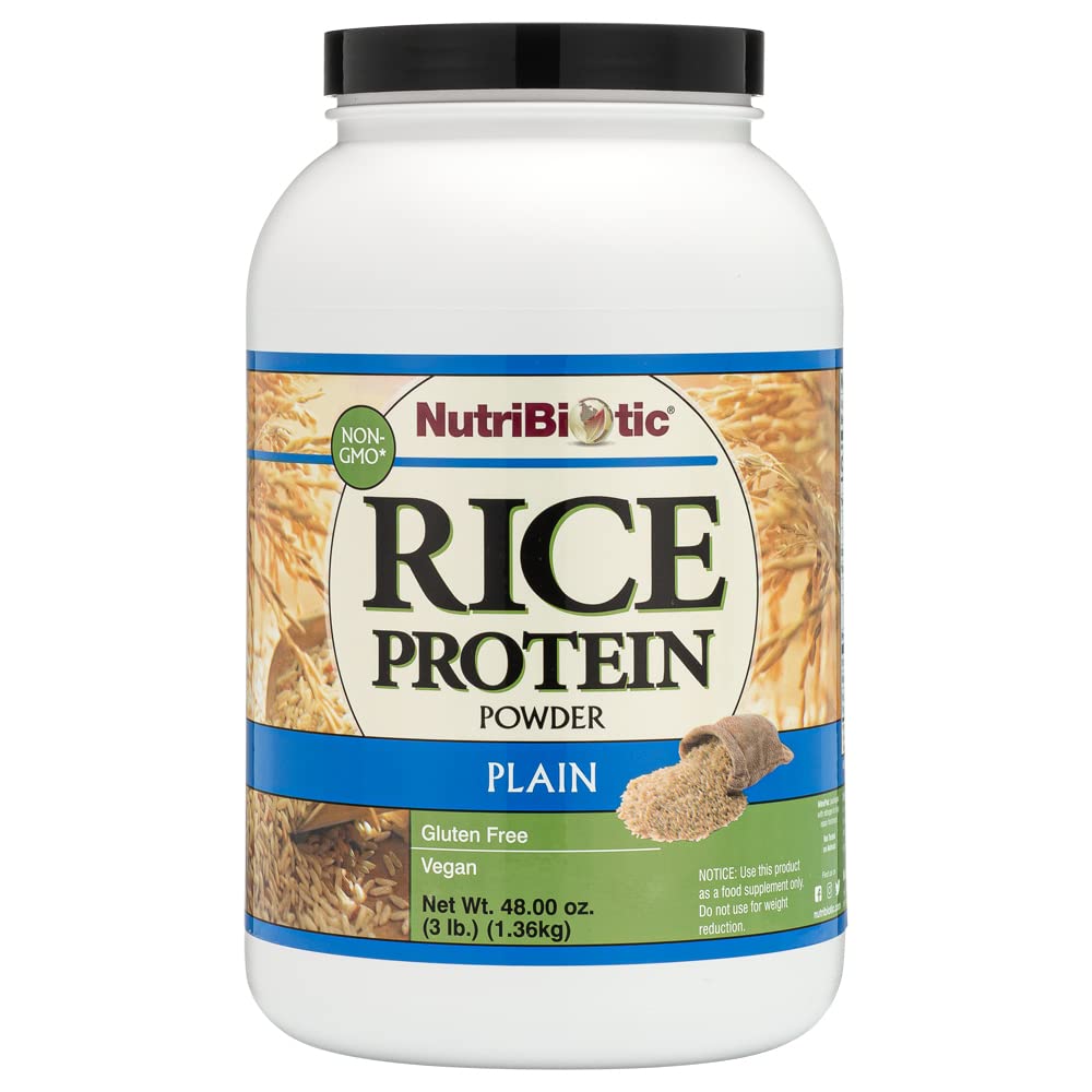 NutriBiotic tavaline riisiproteiin, 3 Lb (1,36kg) | Low Carb, Vegan & Raw Protein Pulber | Kasvatatud ja töödeldud ilma kemikaalide, gluteeni või GMO-deta | Keto sõbralik ja lihtne seedida