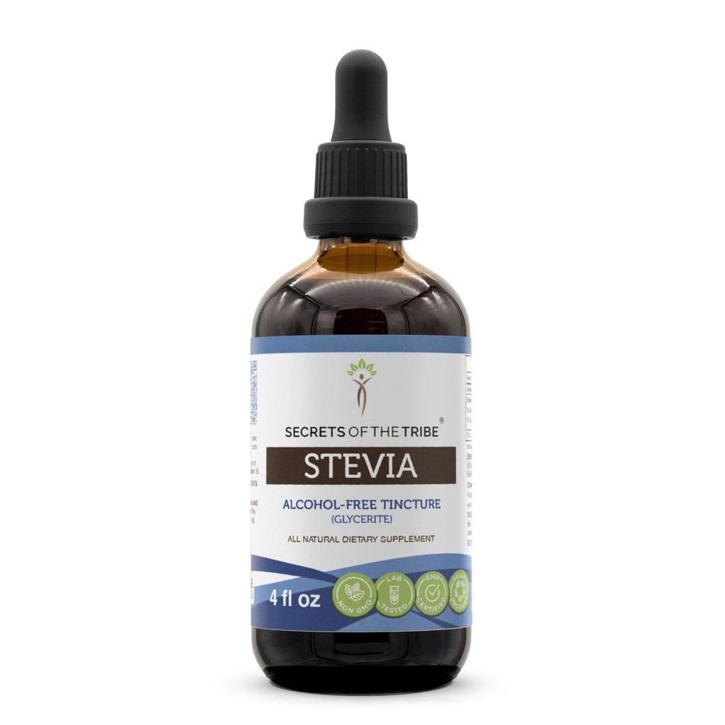 Tribe Stevia alkoholivaba tinktuur (Glycerite) 653 mg valmistatud Stevia (Stevia Rebaudiana) Kuivatatud leht (4 Fl Oz) Vere suhkrulisandi