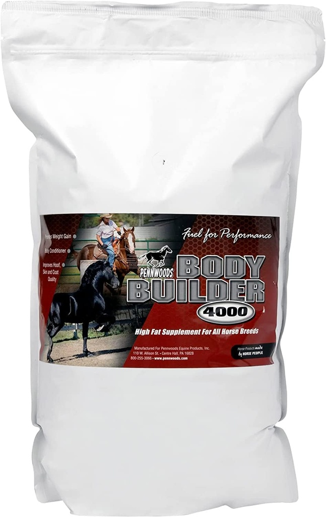 Pennwoods Body Builder 4000, Horse Weight Gain Supplement, kõrge rasvasisaldusega ja energia Horse Weight Builder keha konditsioneerimine Horse Vitamiinid, parandab Hoof kvaliteet - 12lb Bag