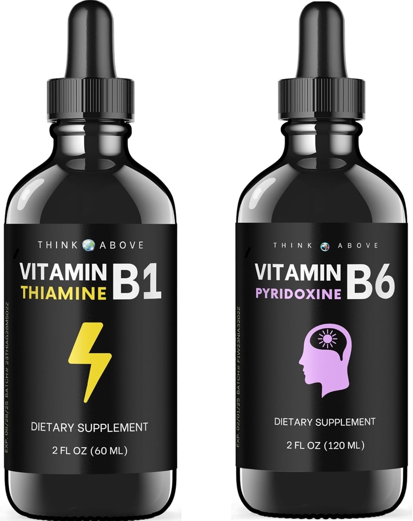 Vitamiin B6 ja vitamiin B1 pakk - 2 oz iga - vedelad tilgad