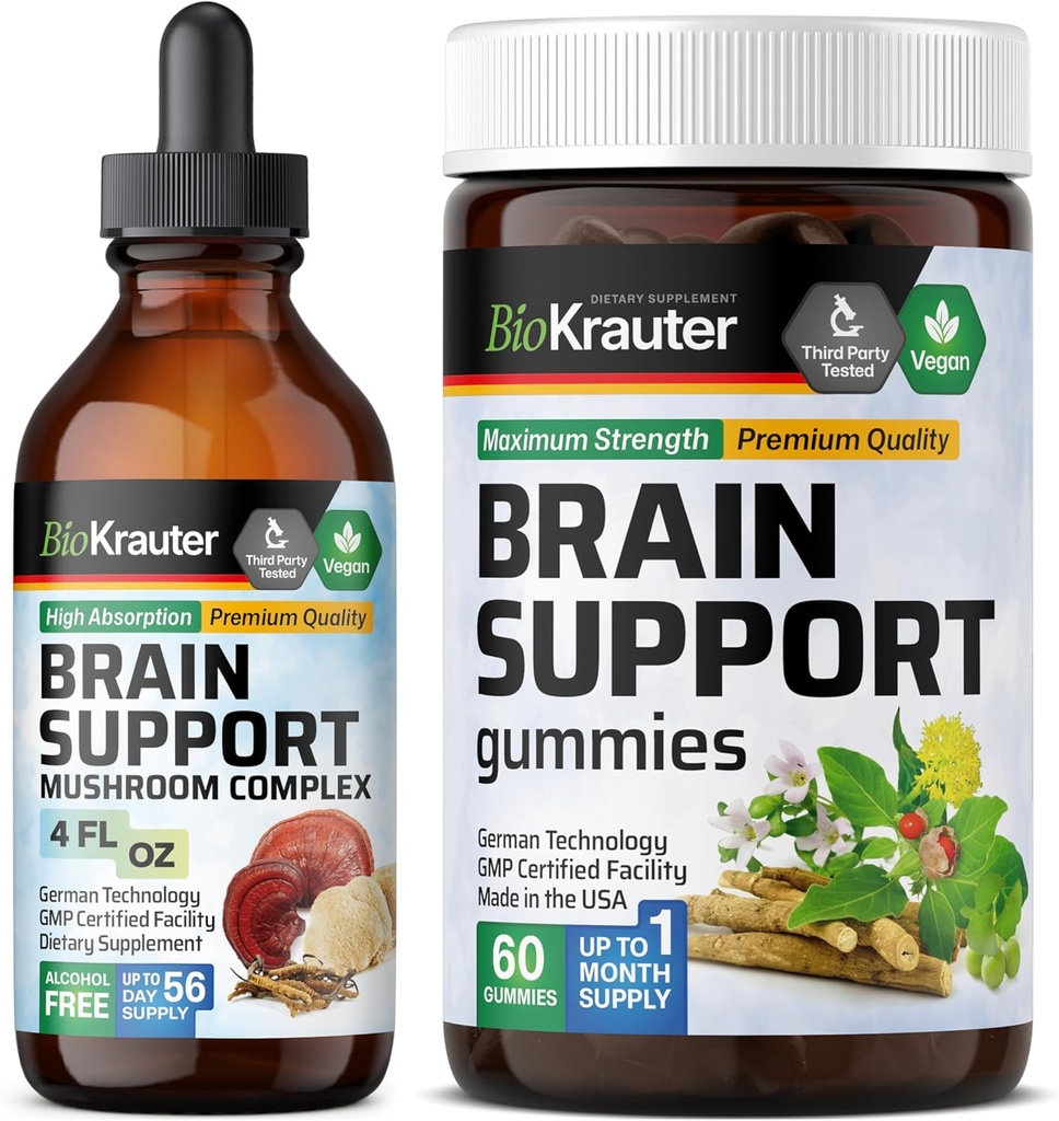 BIO KRAUTER Brain Support 60 Gummies & Brain Support Seene Tinktuur 4 Fl. Oz.
