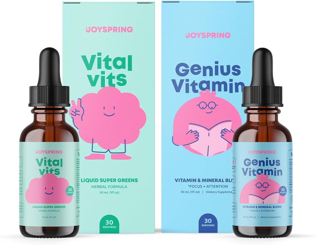 JoySpring Daily Multivitamiinid Burdock Root & Elderberry Bundle | Kids Vitamiinid looduslikult, mitte-GMO, mitte-alkohoolne vedelik valem, immuunsuse tervise tugi | Vegan & taimetoitlased toidulisandid