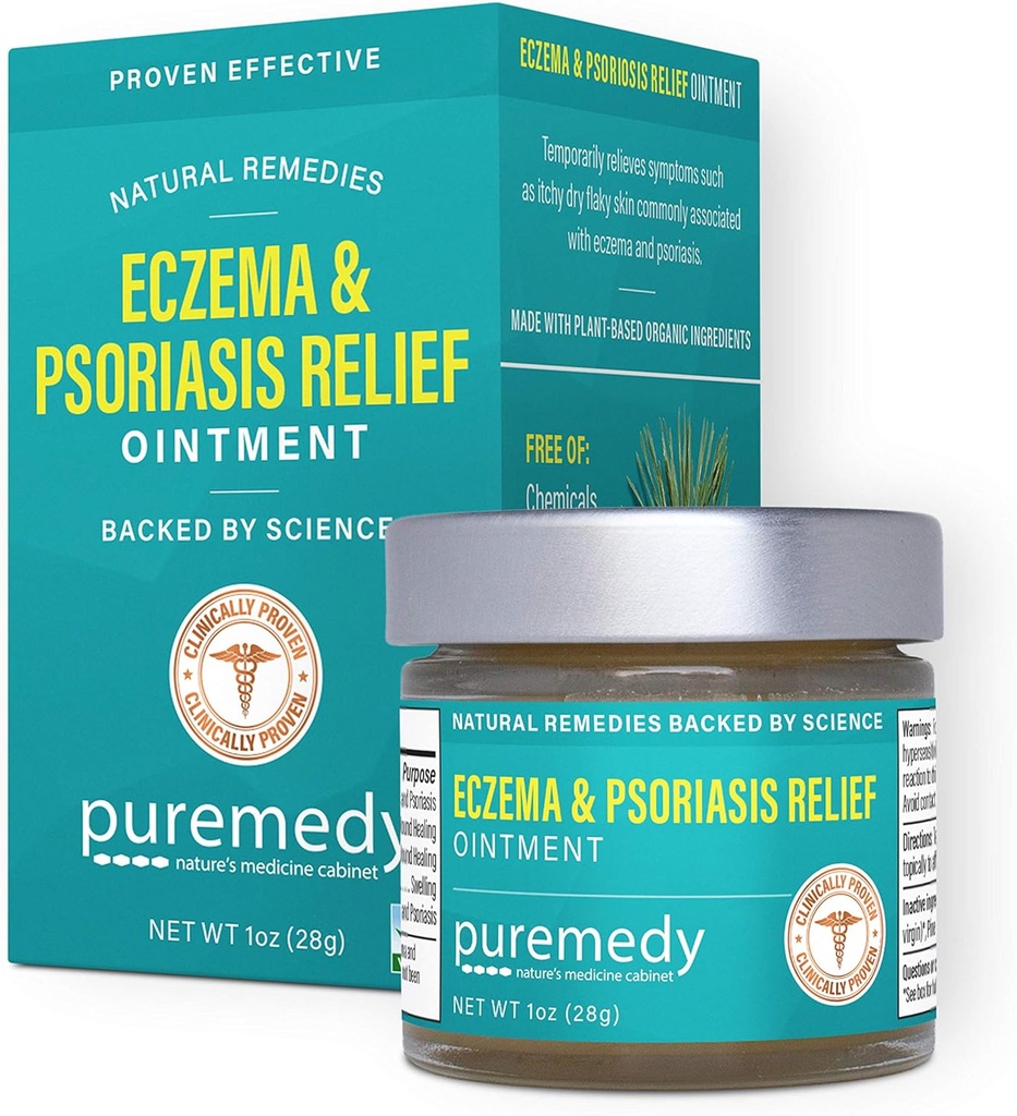 Puremedy Ekseem & Psoriaasi leevendamise salv Kõik looduslikud Salve Soothes ja Relives Sümptomid kuiv Itchy Flaky Scratchy või Weepy Skin - 1 oz Jar