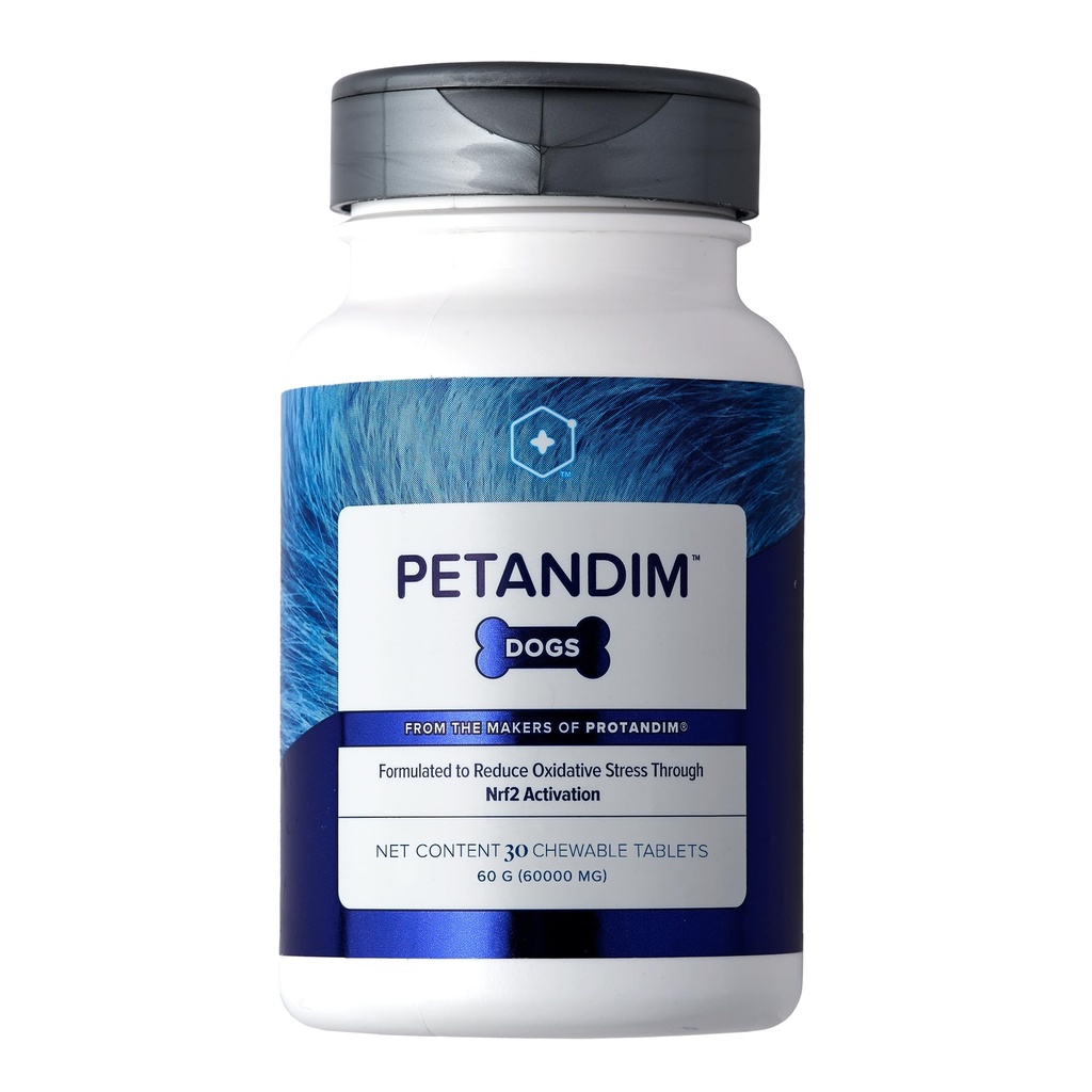 Petandim Dog vitamiinid (30 närimistabletti), antioksüdandid vähendada oksüdatiivset stressi, ühine toidulisand koertele, naha ja mantli täiendus, oomega-3 ja kollageen koertele, kana + peekon maitse