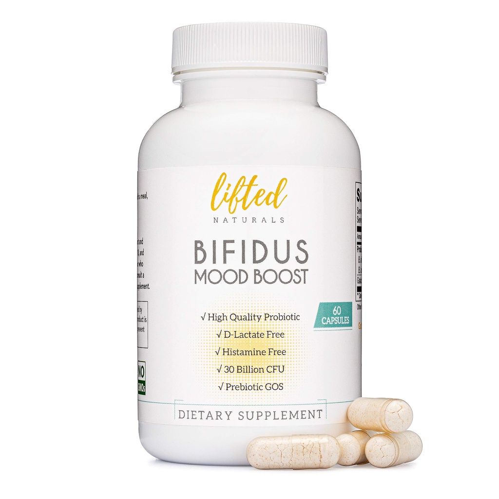 Probiootikumid 30 miljardit CFU - Bifidus Mood Support Supplement w / prebiootikumid ja probiootikumid naistele ja meestele - meeleolu ja seedimise toetus - histamiinivaba - looduslik meeleolu suurenemine - 60 päeva pakkumine, mitte-GMO