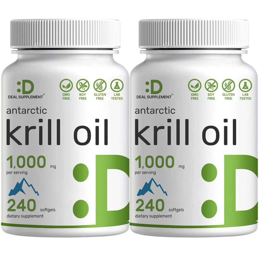 DEAL SUBLEMENT 2 Pack Antarktika krillõli, 1000 mg per Serving, 480 Softgels - elavhõbedavaba, ei kala maitset - rikas Omega-3s, EPA, DHA, Astaksantiin, & Fosfolipiidid - Non-GMO, No Gluten