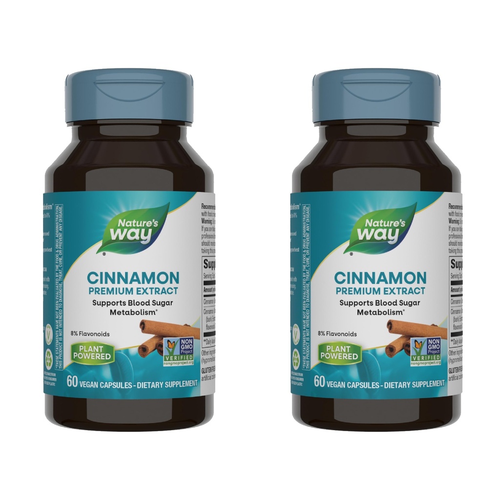 Nature's Way Premium Extract Kaneel Standarditud 8% Flavonoidid 60 Vcaps (Pack of 2)