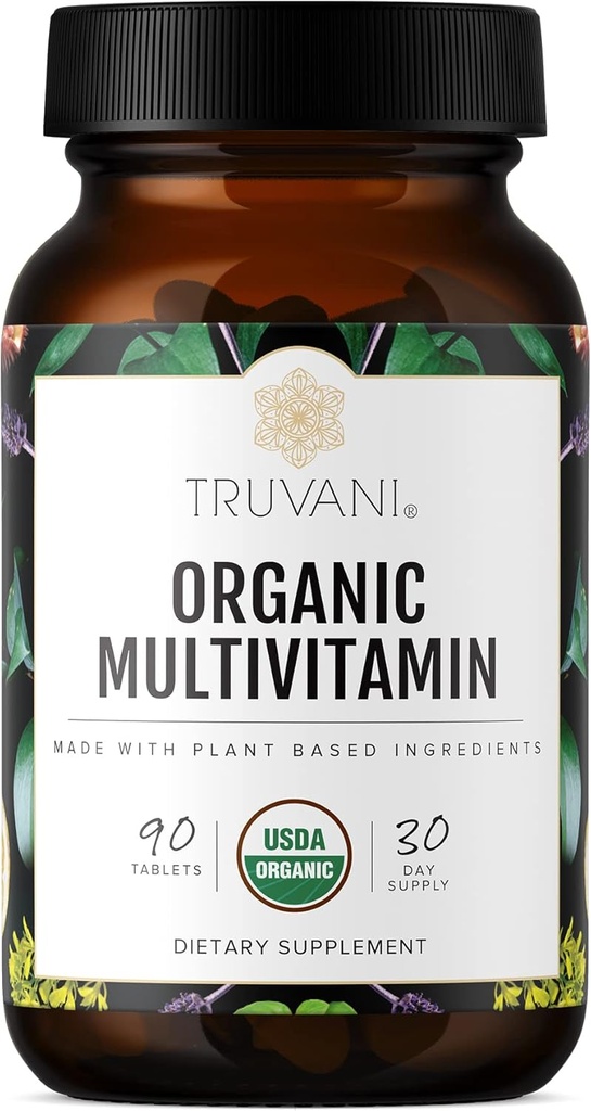Truvani igapäevane orgaaniline multivitamiinilisand - Vegan, mitte-GMO tabletid raua ja biotiiniga - piima, soja ja gluteenivaba - 30 päeva pakkumine (90 tabletti)
