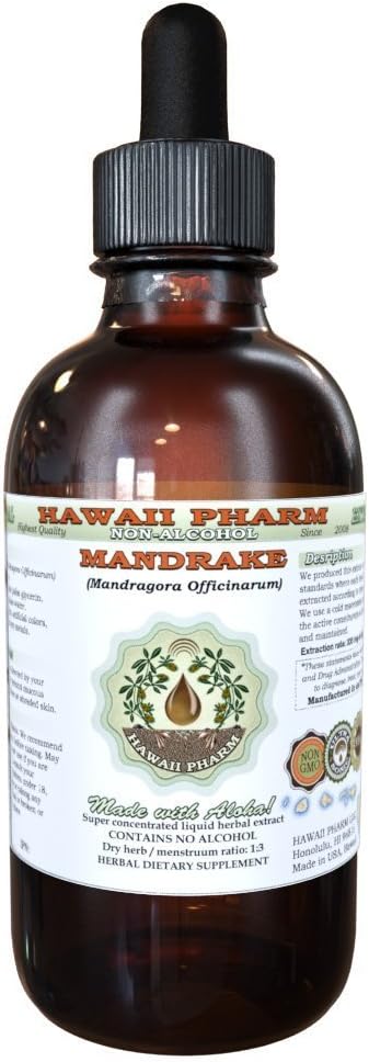 Hawaii Pharm Mandrake Alkoholivaba vedelik ekstrakt, Mandrake (Mandragora Officinarum) Kuivatatud Juur Glycerite looduslik taimsete täiendada, USA 2 oz