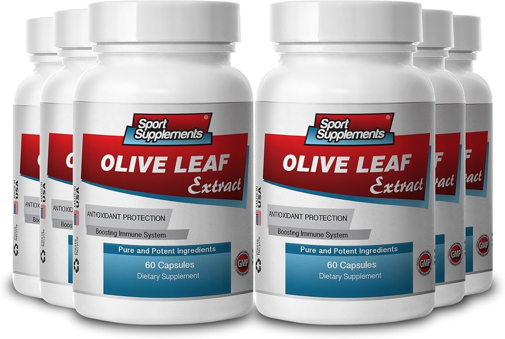 Sport Supplements Olive Leaf Extract Võimas antioksüdant, immuunsüsteemi Health 500mg (6 pudelit, 360 kapslit)