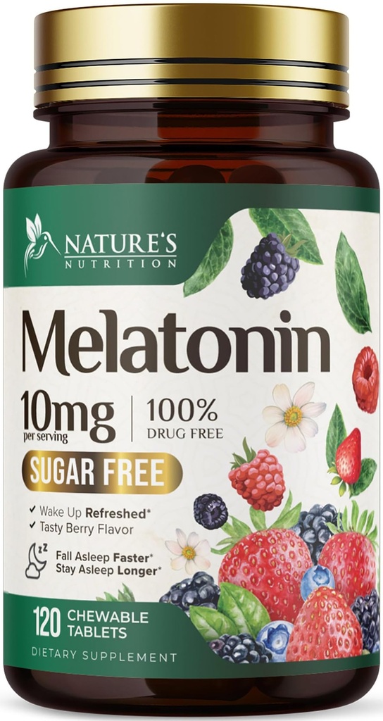 Melatoniin 10 mg kiiresti lahustuv, melatoniini toidulisandid rahutu une jaoks, looduslik unetoetus täiskasvanutele, ekstra tugev maasikamaitseline tablett, suhkruvaba, 120 tabletti, 120 päeva pakkumine