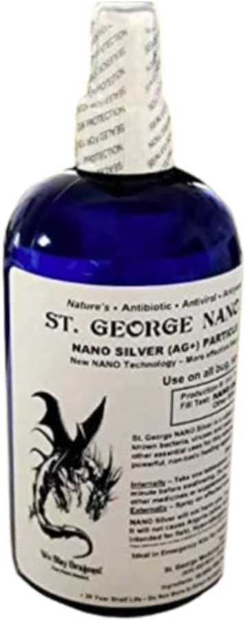 St. George Nano Silver | Kollodaalne Hõbevedeliku immuunsüsteemi tugilisa - Gluteenivaba ja probiootiline sõbralik osakeste lahus 68 PPM (16 oz.)