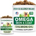 BARK&SPARK Glükosamiini koerte ravi + Omega 3 koertele Bundle - puusatoetus ja liigesevalu leevendamise lisand + kalaõli närid heitmiseks, nahaallergia, naha leevendus, naha ja mantli lisand