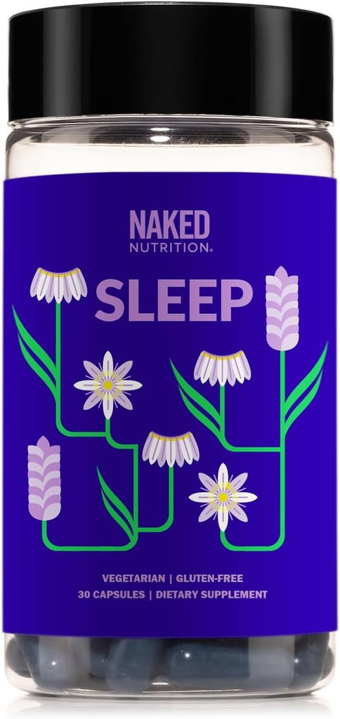 Alasti uni - GABA L Theanine Natural Sleep Aid - Sidrun Balm, lavendel ja melatoniin parema lõõgastumise ja unekvaliteedi jaoks - Gluteenivaba ja taimetoitlane - 30 kapslit