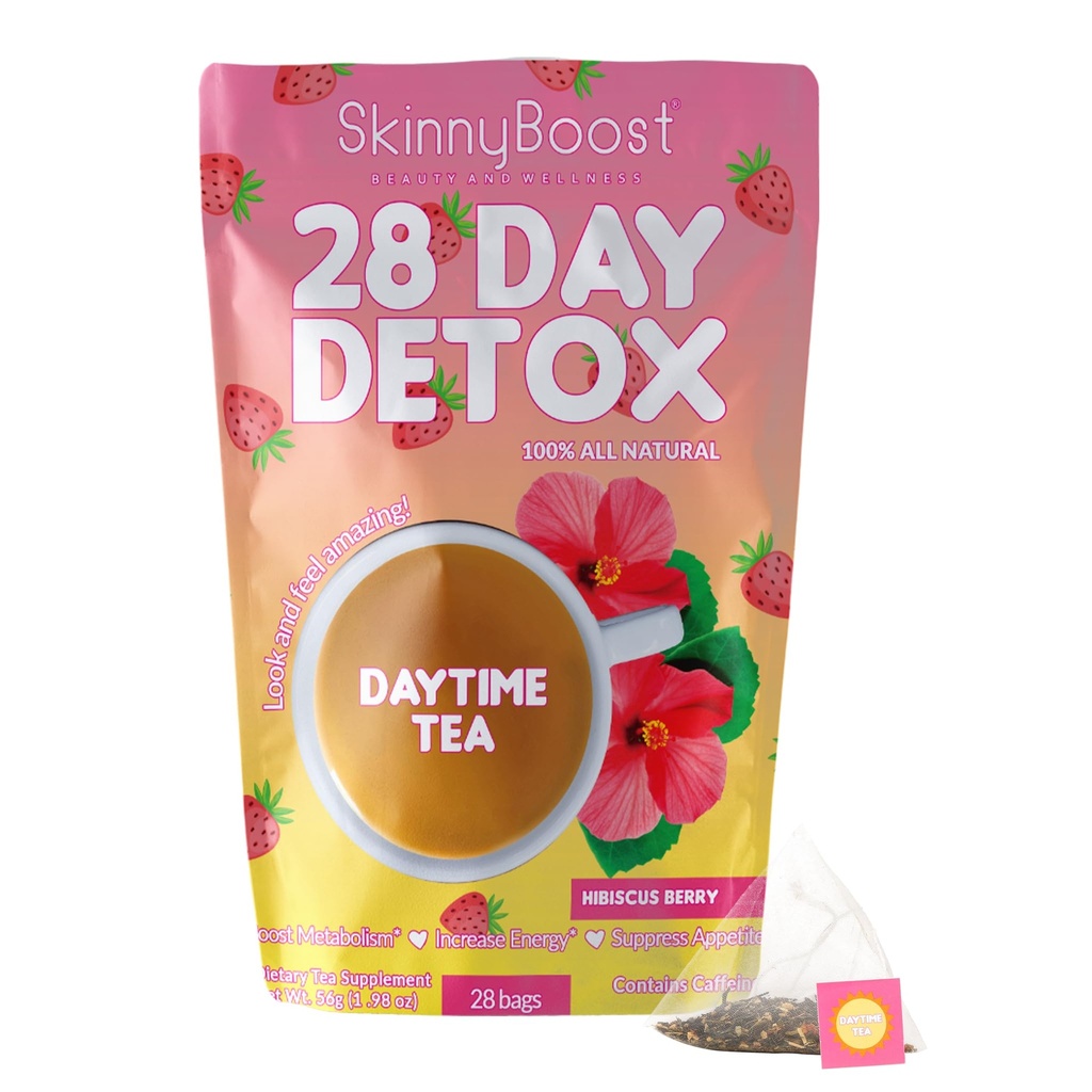 SkinnyBoost 28 päeva Detox Päevane tee - HIBISCUS BERRY (28 teekotid) toetab ainevahetust Boost, Detox, All Natural, Non GMO, Vegan, Keto Sõbralik