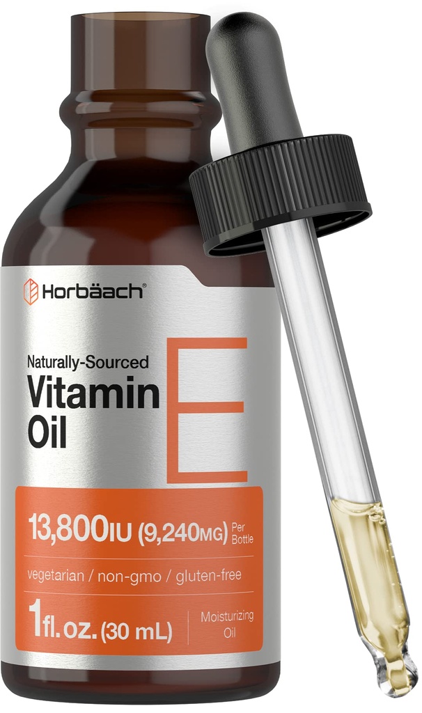 Horbäach E-vitamiini õli | 13 800IU | 1oz | Taimetoitlane, mitte-GMO ja gluteenivaba valem | Looduslikult saadud vedelik täiendus