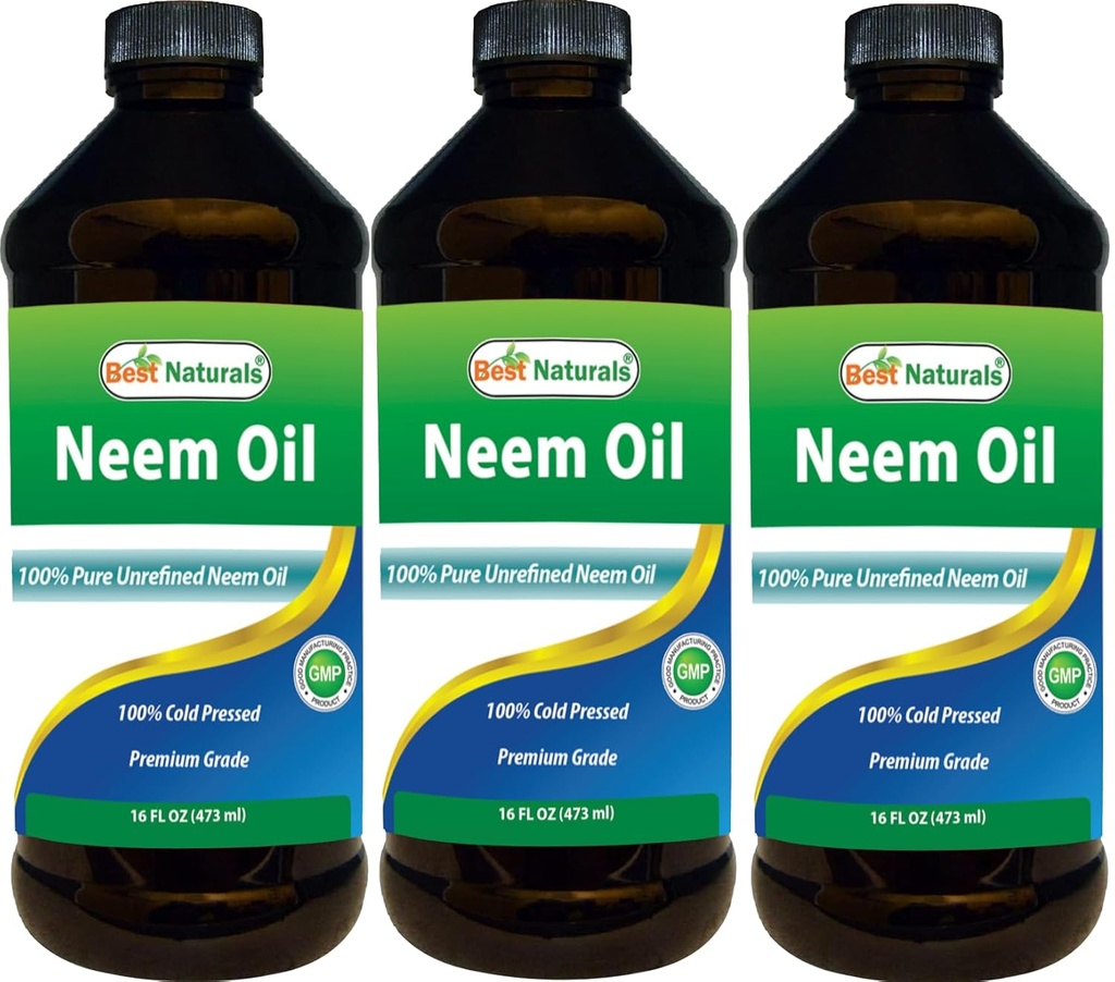 Parim looduslik 100% puhas Neem õli, 100% külmpressitud ja rafineerimata - 16 OZ (3 pudelit)