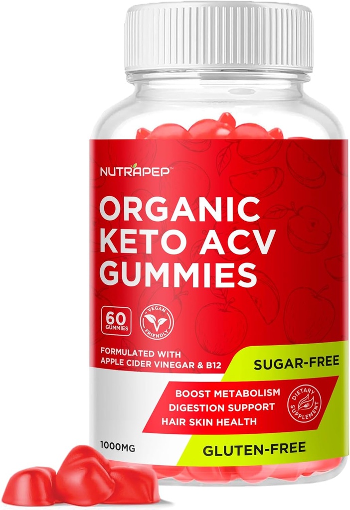 Orgaaniline Keto ACV Gummies - Gluteenivaba ja suhkruvaba õunasiidri äädikalisand naistele meestele (1000MG)