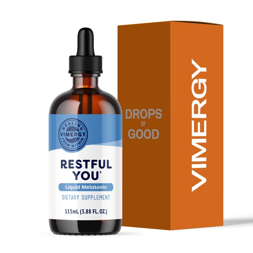 Vimergy Melatoniin 5 mg - Natural Sleep Aid - Sleep Supplement - Aitab teil uinuda kiiremini ja jääda magama kauem - Mitte-GMO, Gluteenivaba, Kosher, Sojavaba, Vegan, Paleo (115 ml)